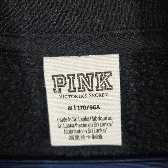 Victoria's Secret PINK 1/4 Zip Sweatshirt Medium Spellout Pullover Fleece - Picture 5 of 6